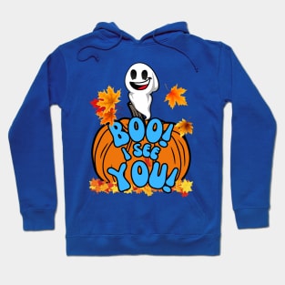 Cute Fall Halloween ghost and pumpkin boo! I see you! Hoodie